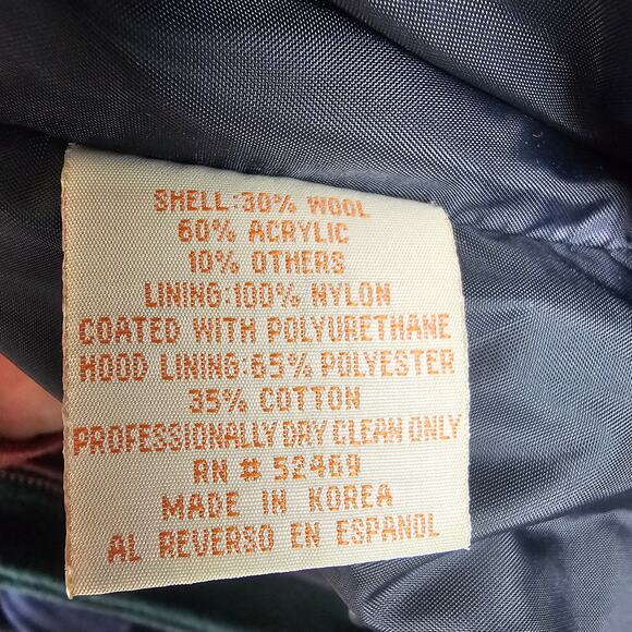 Vintage 80s OutBrook Colorblock Wool Hooded Jacket Mens L Firemans Clasp Korea - Picture 3 of 4